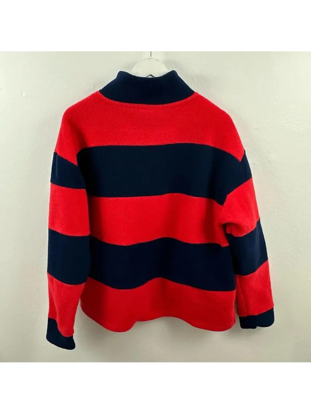 Victoria's Secret Fleece Half Zip Navy/Red Pullover Sweater Women's Size L